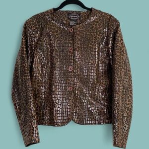 Selene Sport Brown Shine Croc Pattern Blazer Jacket